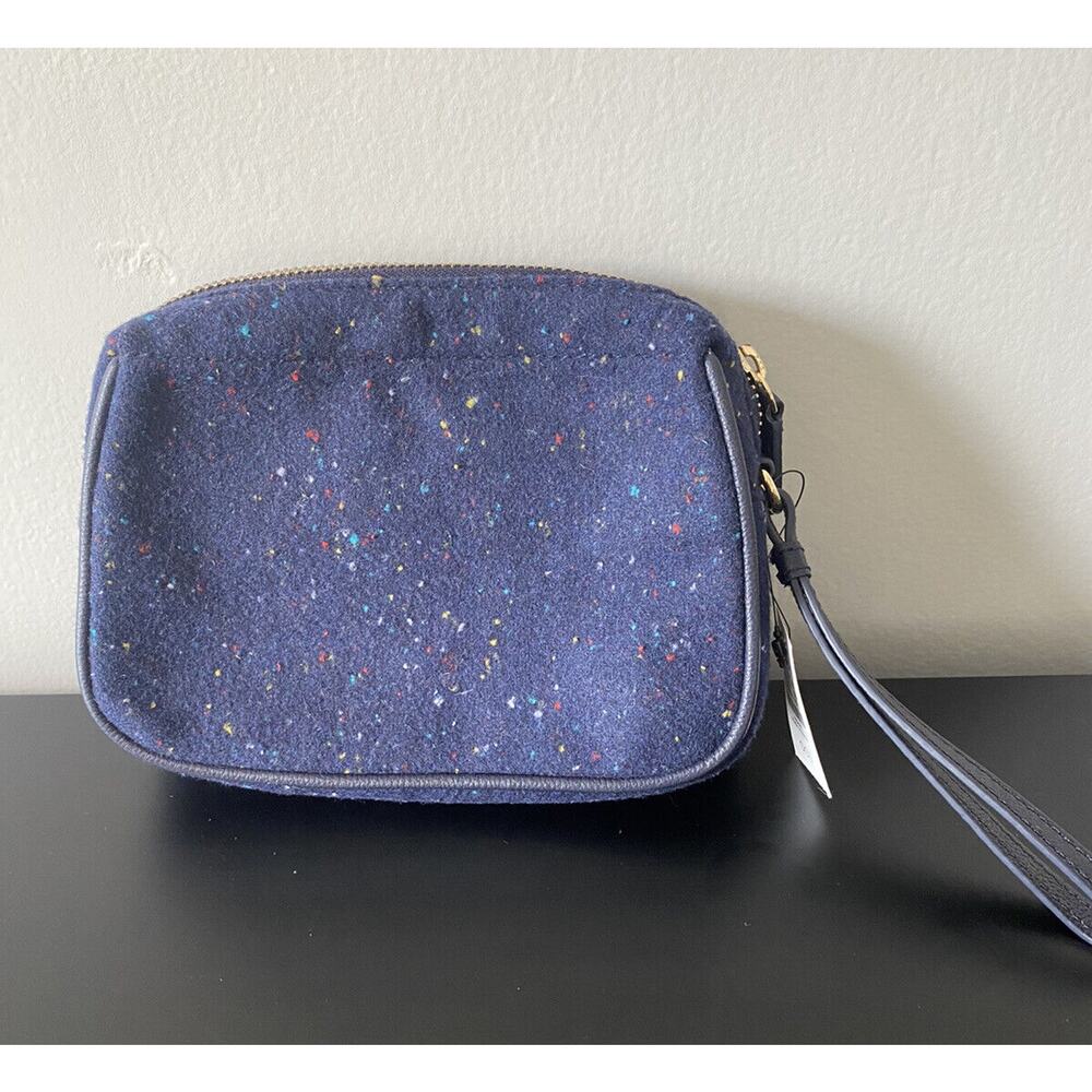 NWT Talbots Party Animals Navy Speckled Small Wristlet Christmas Embroidered Bag - Picture 4 of 7